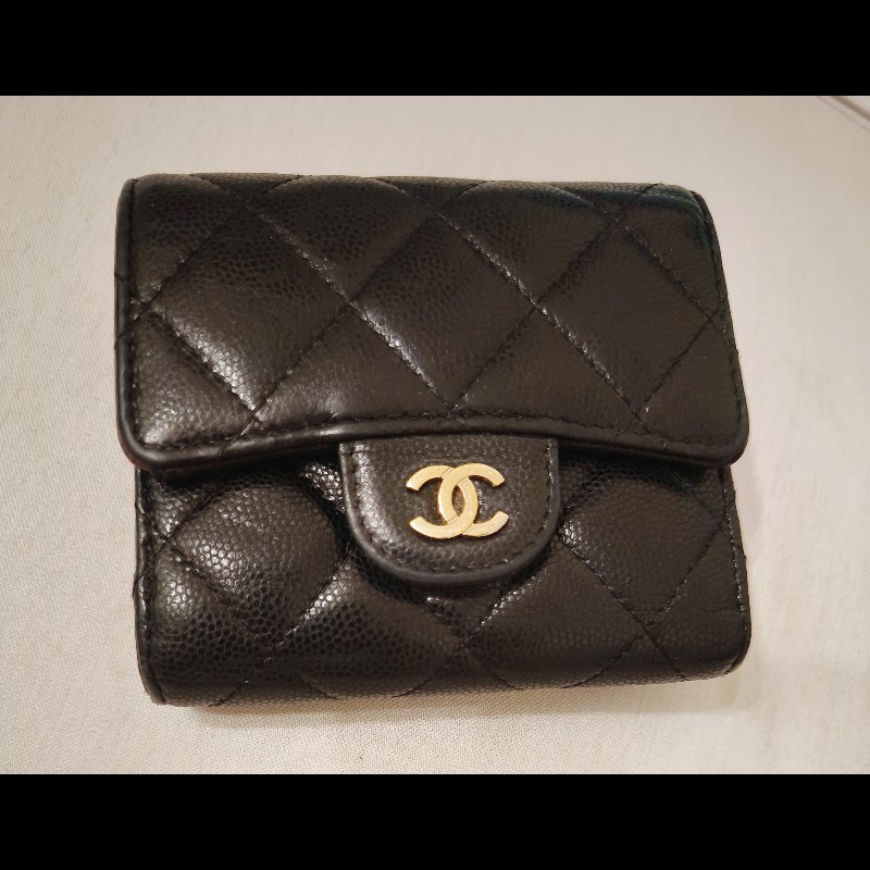Chanel 經典菱格紋三折羊皮短夾-6
