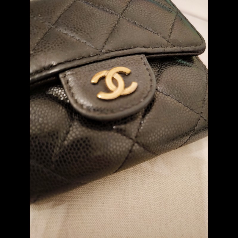 Chanel 經典菱格紋三折羊皮短夾-7