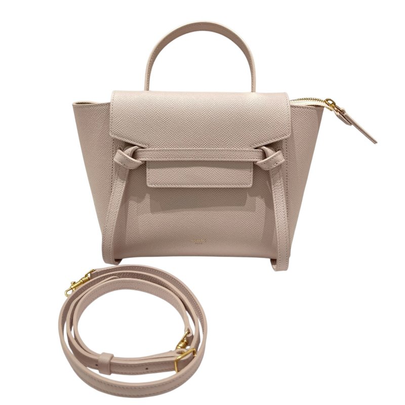 CELINE 思琳 NANO BELT BAG 鯰魚包 手提肩背包 皮革 淺粉 金釦-0