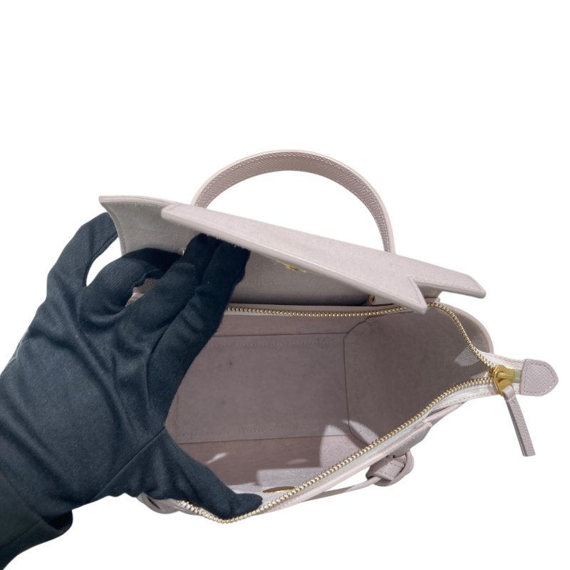 CELINE 思琳 NANO BELT BAG 鯰魚包 手提肩背包 皮革 淺粉 金釦-11