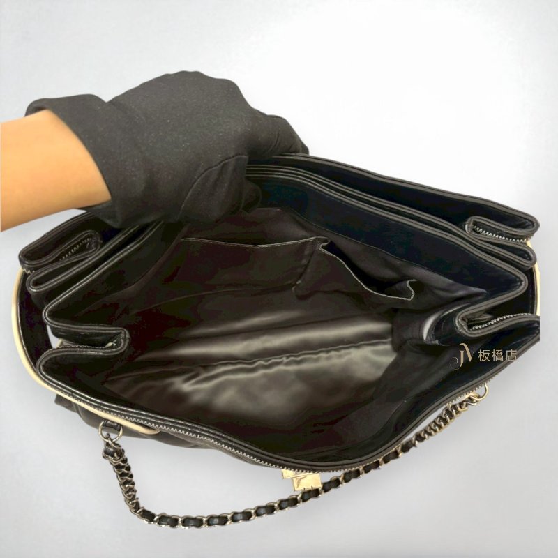 JS1233-CHANEL 黑色小羊皮絎縫下蓋肩背包A46047-7