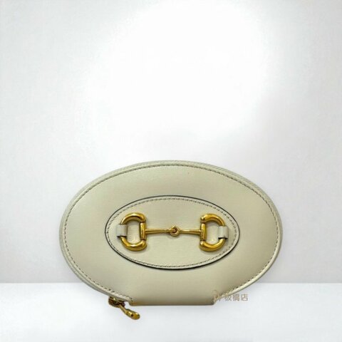 JS1235-Gucci 白牛皮1955金釦拉鍊2卡零錢包