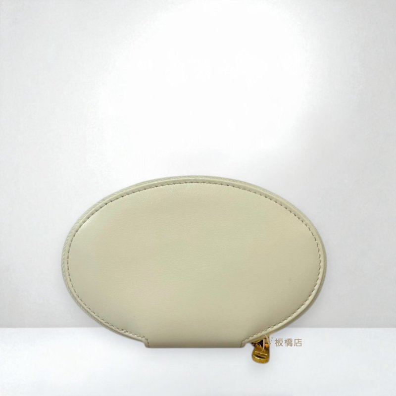 JS1235-Gucci 白牛皮1955金釦拉鍊2卡零錢包-1