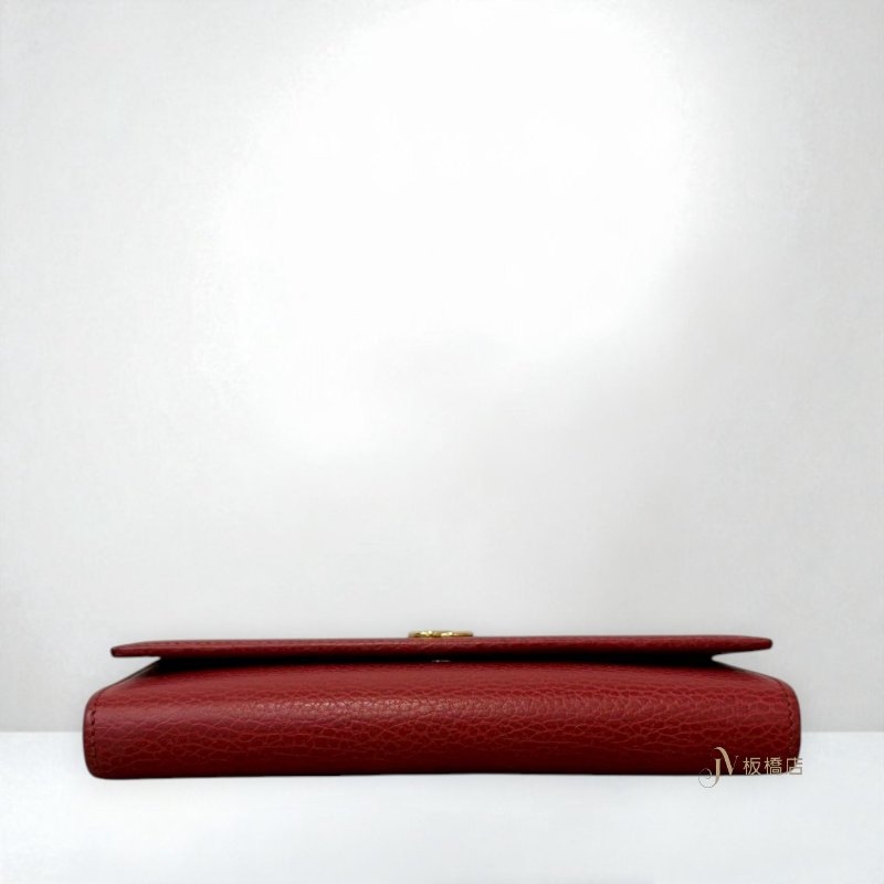 js1241-GUCCI皮夾 Petite Marmont紅牛皮金釦下蓋長夾456116-4