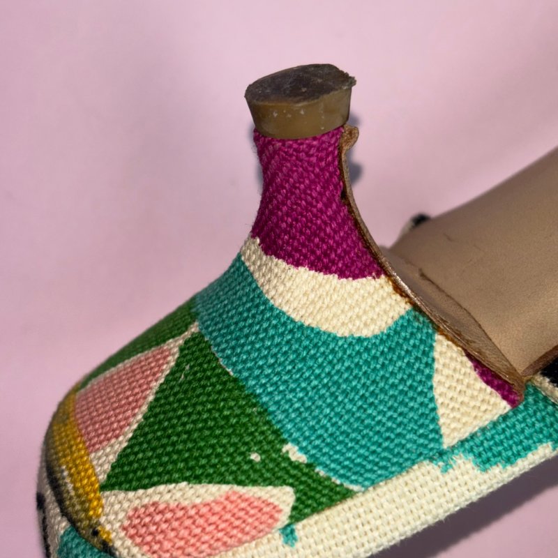 36號 ::Prada:: 維尼斯印花彩繪尖頭低跟涼鞋 Venezia Print Heal Sling Back Shoes-13