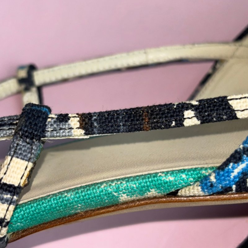 36號 ::Prada:: 維尼斯印花彩繪尖頭低跟涼鞋 Venezia Print Heal Sling Back Shoes-15