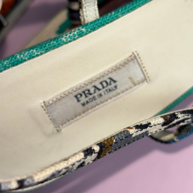 36號 ::Prada:: 維尼斯印花彩繪尖頭低跟涼鞋 Venezia Print Heal Sling Back Shoes-17
