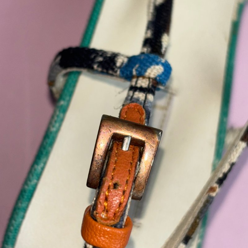 36號 ::Prada:: 維尼斯印花彩繪尖頭低跟涼鞋 Venezia Print Heal Sling Back Shoes-27