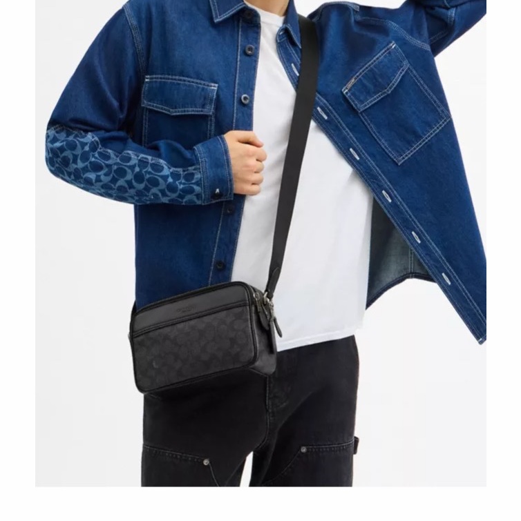 Coach 男士 可調節肩帶斜挎包均碼碼22.86cm*6.99cm*15.24cm-4