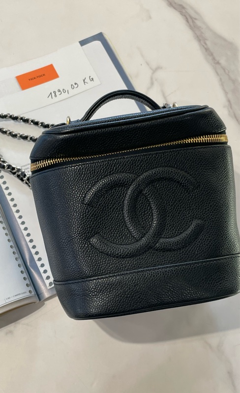 ▪️富貴選物FUGUEI▪️Chanel vintage 老香 荔枝牛皮 手提化妝包-0