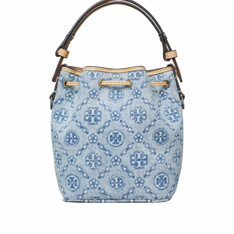 Tory Burch 女士 T Monogram 牛仔迷你水桶包均碼碼14cm*9.2cm*18cm-4