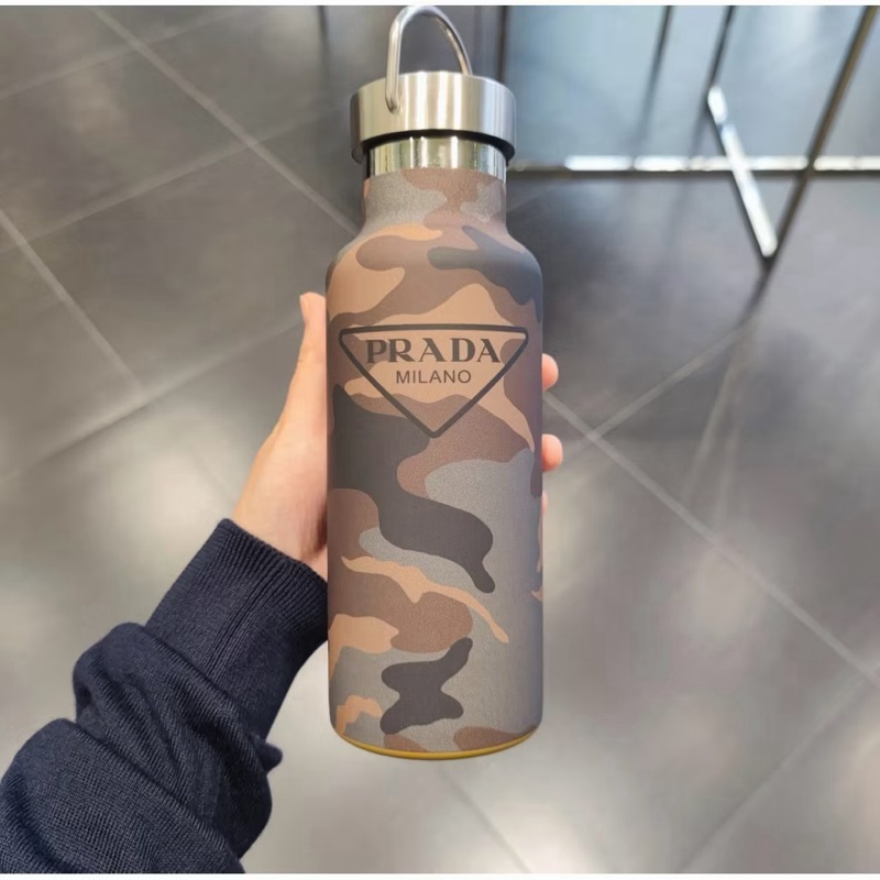 Prada 意大利 迷彩 不鏽鋼 保溫瓶 500Ml 全新 僅拆封拍照 完美主義者勿下單 此單不議價-0
