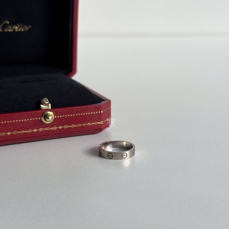 98新🤍 Cartier 卡地亞 LOVE戒指 白金47號-0