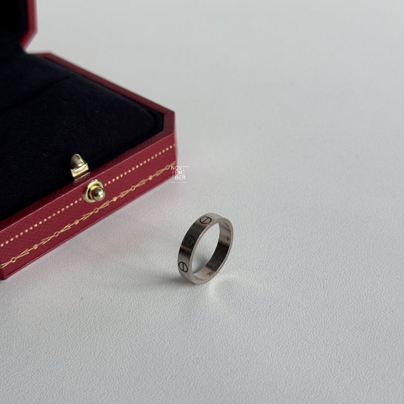98新🤍 Cartier 卡地亞 LOVE戒指 白金47號-3