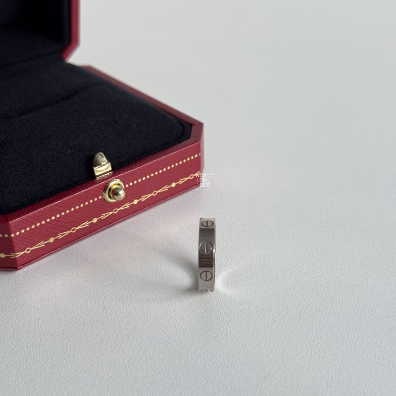 98新🤍 Cartier 卡地亞 LOVE戒指 白金47號-8