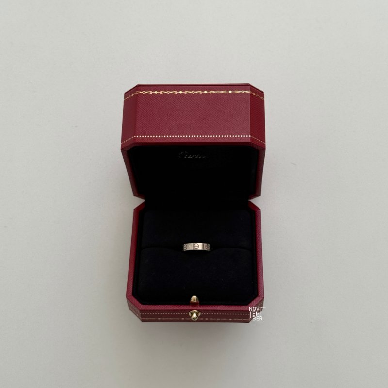 98新🤍 Cartier 卡地亞 LOVE戒指 白金47號-12