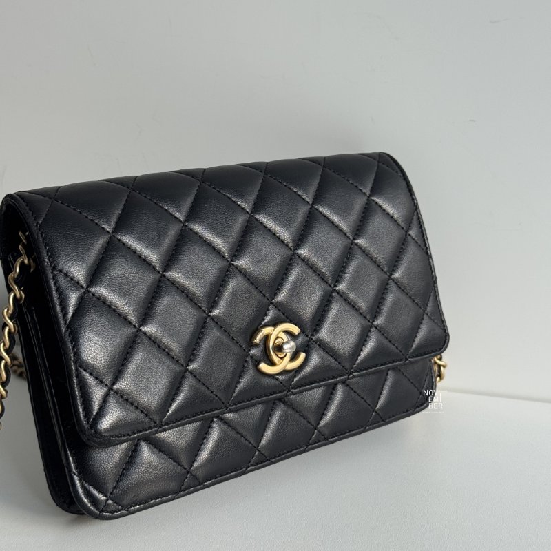 95新🖤 全配有購證🙌🏻 Chanel 香奈兒 金球 WOC 黑色金釦-5