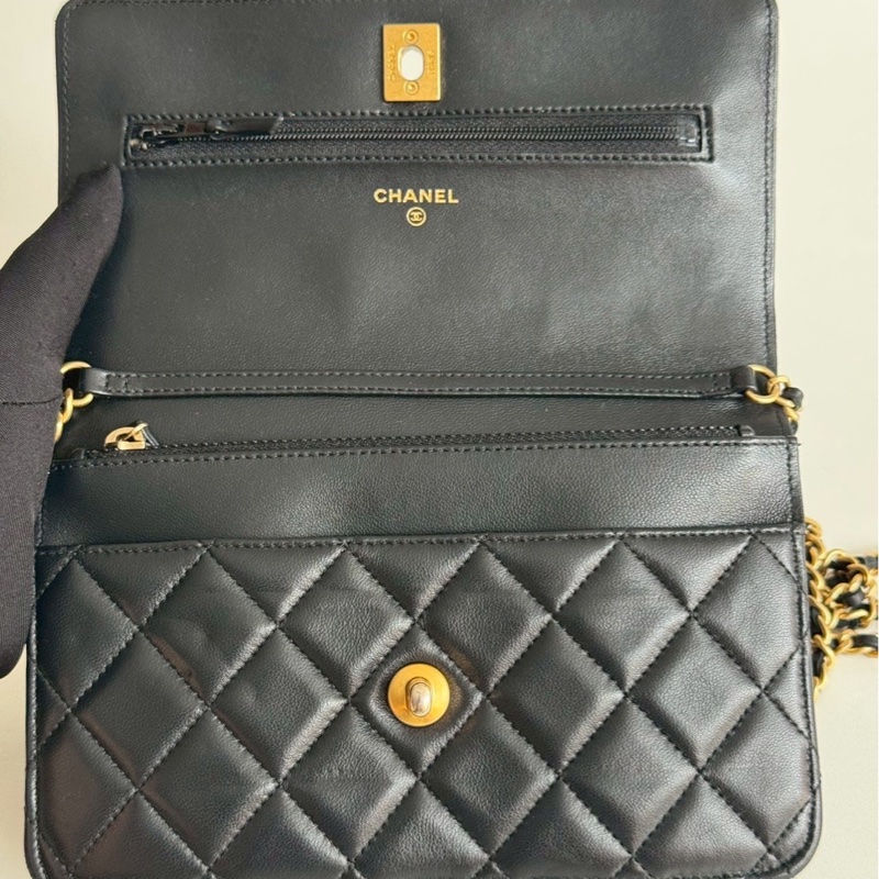 95新🖤 全配有購證🙌🏻 Chanel 香奈兒 金球 WOC 黑色金釦-17