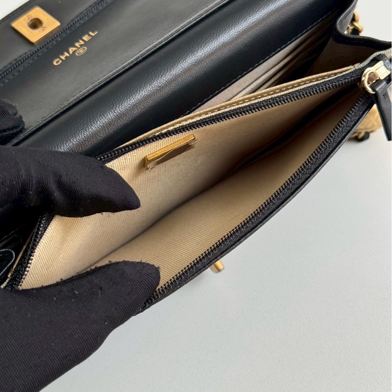 95新🖤 全配有購證🙌🏻 Chanel 香奈兒 金球 WOC 黑色金釦-35