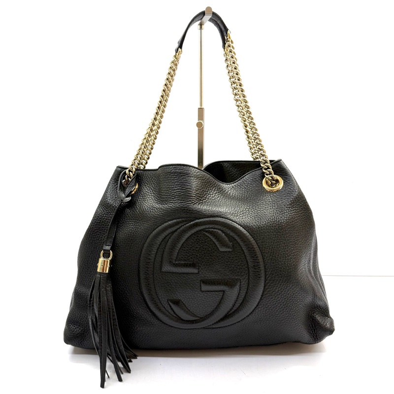 GUCCI 古馳 黑色牛皮SOHO肩背包 308982-0