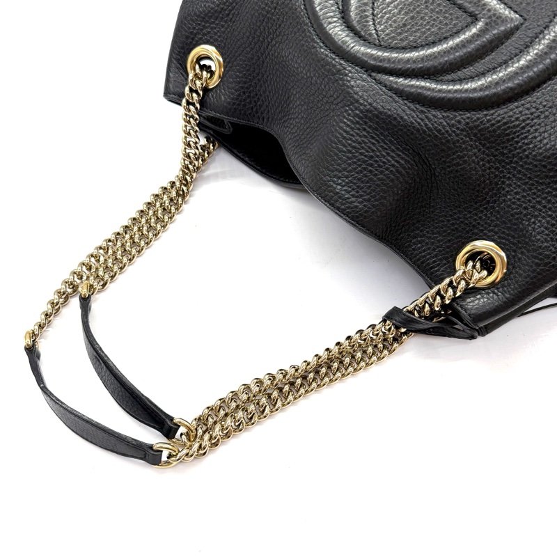 GUCCI 古馳 黑色牛皮SOHO肩背包 308982-4