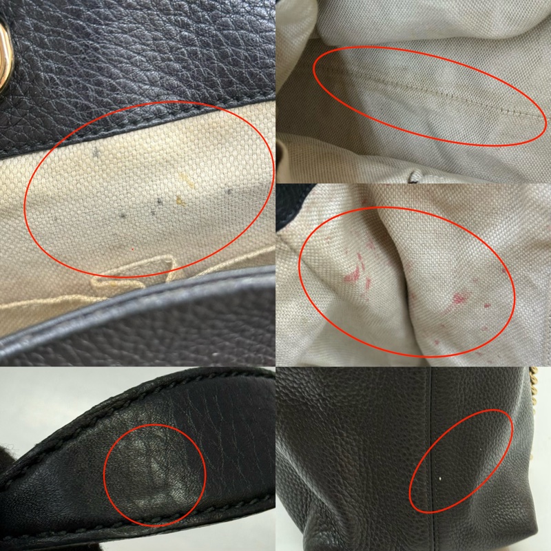 GUCCI 古馳 黑色牛皮SOHO肩背包 308982-7