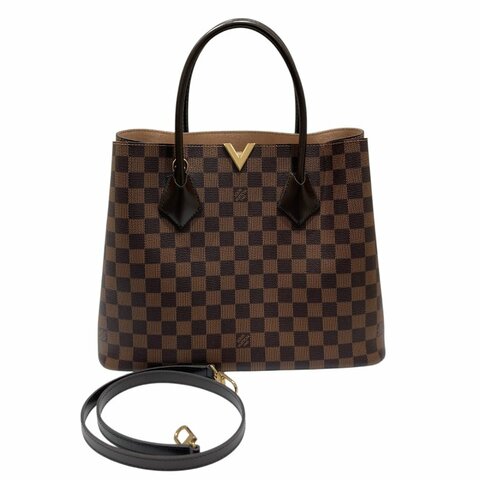 LOUIS VUITTON 路易威登 N41435 DAMIER EBENE KENSINGTON 2WAY 托特肩背包 PVC帆布 棕色 金釦