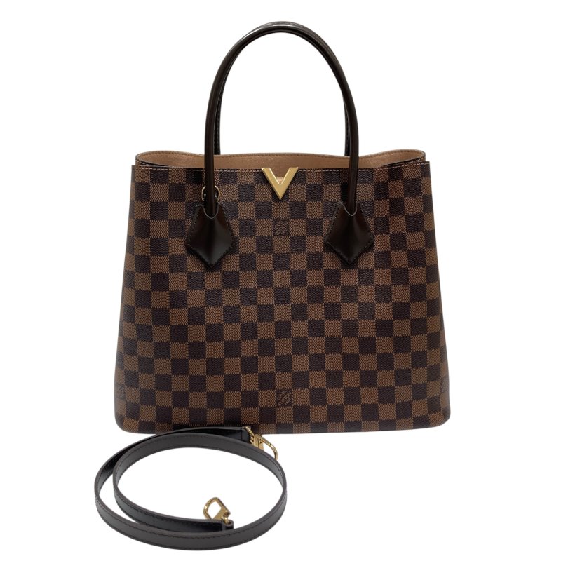 LOUIS VUITTON 路易威登 N41435 DAMIER EBENE KENSINGTON 2WAY 托特肩背包 PVC帆布 棕色 金釦-0