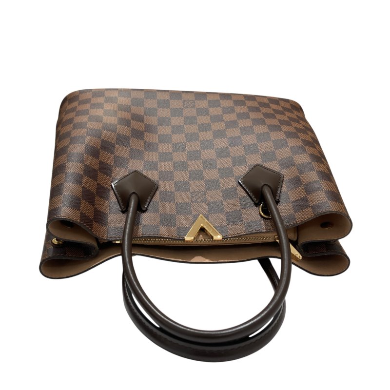 LOUIS VUITTON 路易威登 N41435 DAMIER EBENE KENSINGTON 2WAY 托特肩背包 PVC帆布 棕色 金釦-6