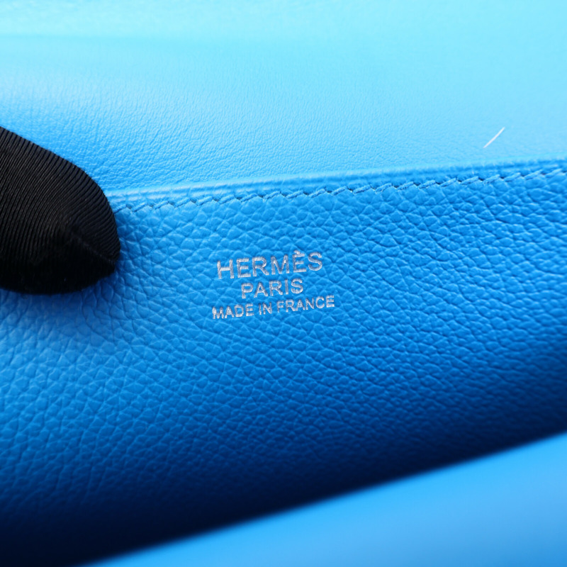 HERMES Evercolor皮革Halzan 25手挽肩背兩用袋Blue Zanzibar-5