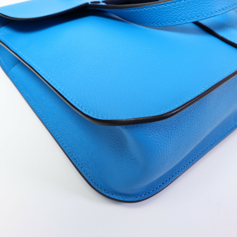 HERMES Evercolor皮革Halzan 25手挽肩背兩用袋Blue Zanzibar-11