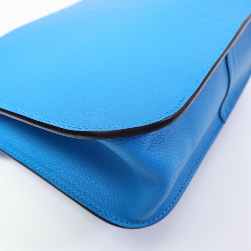 HERMES Evercolor皮革Halzan 25手挽肩背兩用袋Blue Zanzibar-13