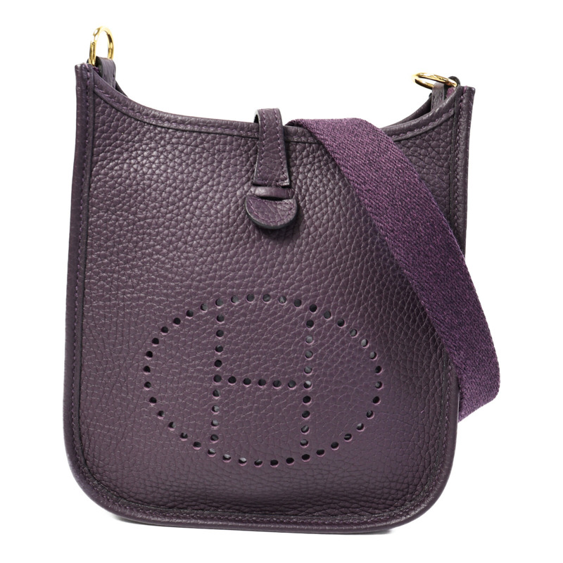 HERMES Clemence皮革Evelyne TPM肩背袋Raisin-0