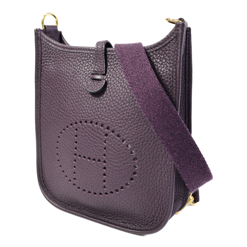 HERMES Clemence皮革Evelyne TPM肩背袋Raisin-2