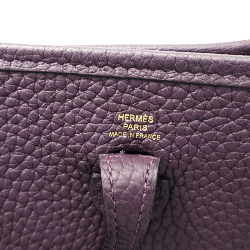 HERMES Clemence皮革Evelyne TPM肩背袋Raisin-5