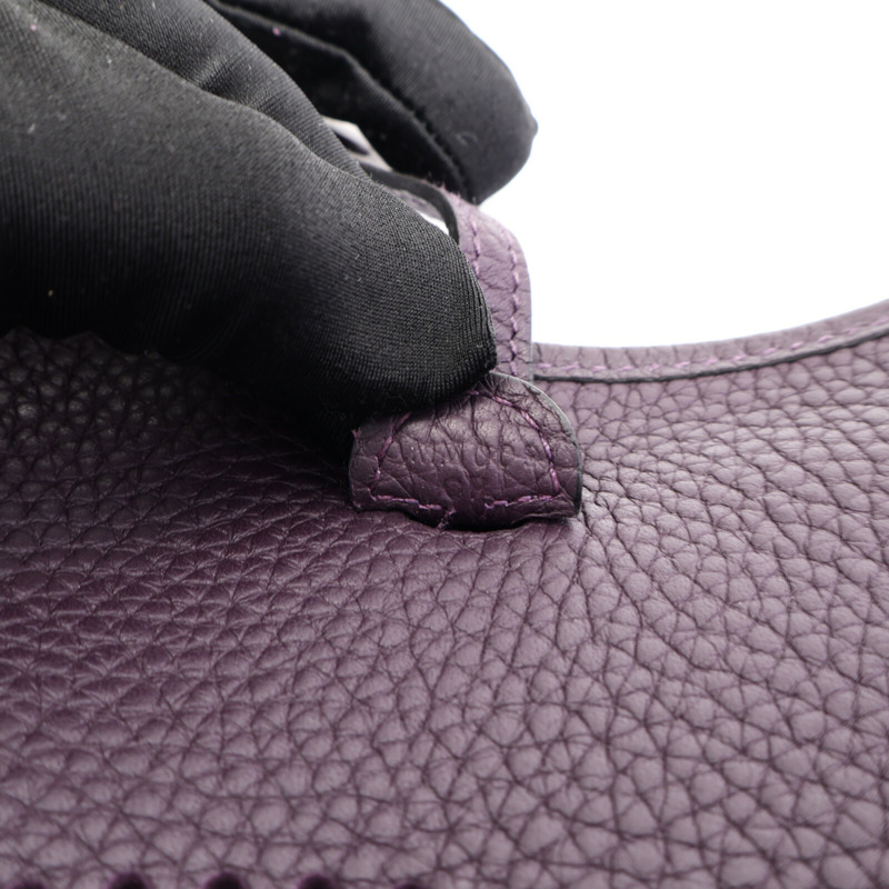 HERMES Clemence皮革Evelyne TPM肩背袋Raisin-7