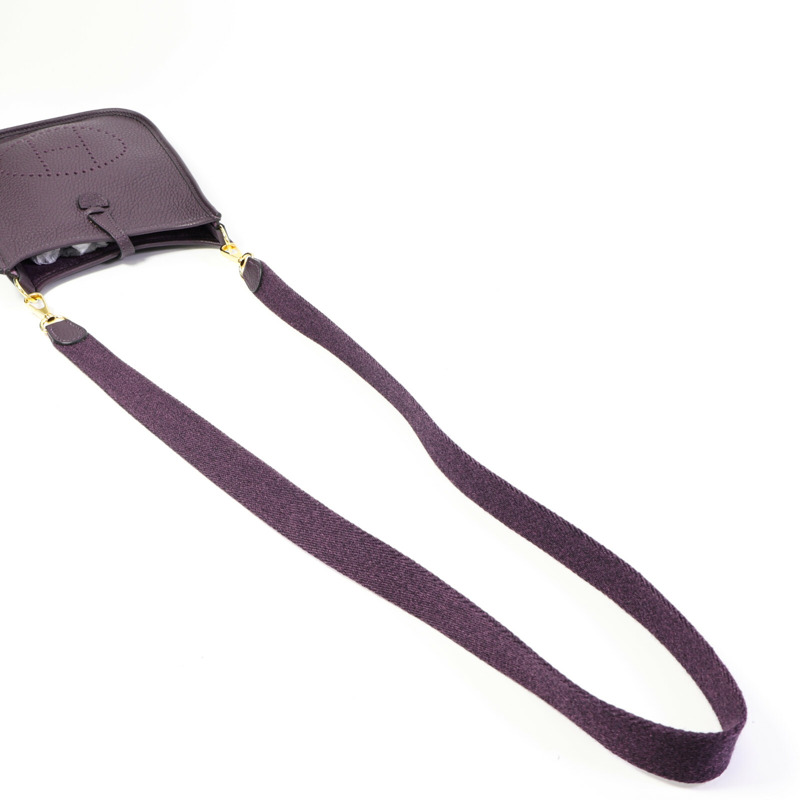 HERMES Clemence皮革Evelyne TPM肩背袋Raisin-8