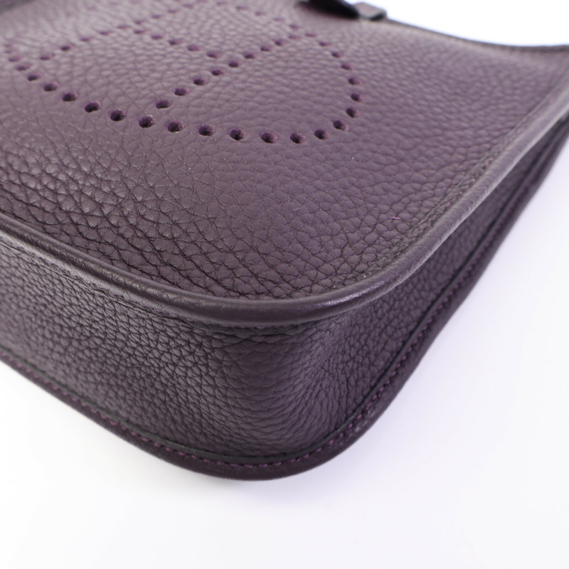 HERMES Clemence皮革Evelyne TPM肩背袋Raisin-10