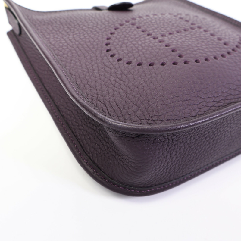 HERMES Clemence皮革Evelyne TPM肩背袋Raisin-11