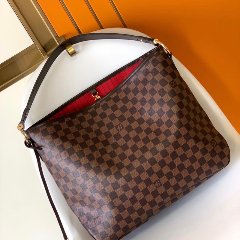 「JL精品代購」98新 LV 棋盤格Neverfull 購物袋 中號-0