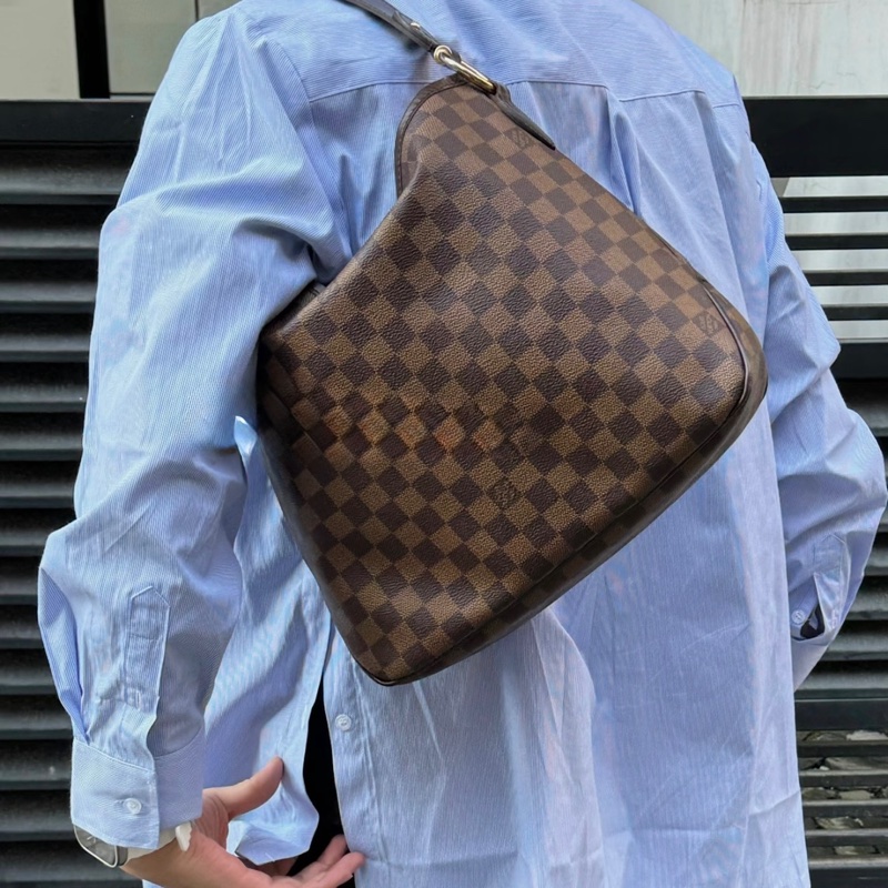 「JL精品代購」98新 LV 棋盤格Neverfull 購物袋 中號-1