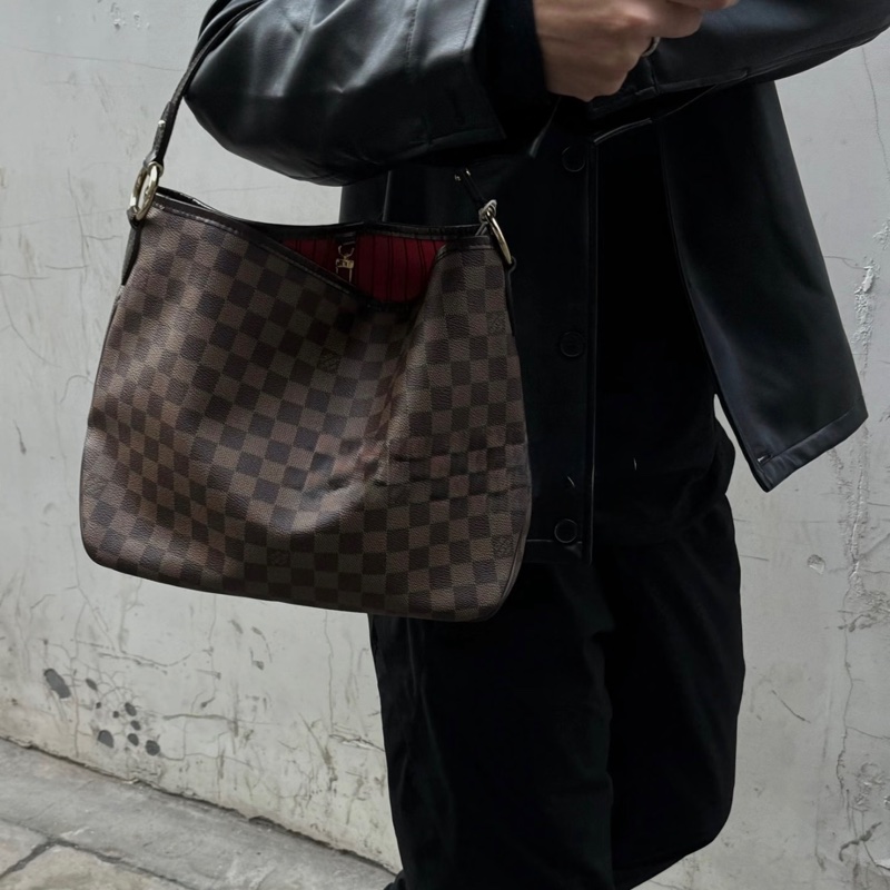 「JL精品代購」98新 LV 棋盤格Neverfull 購物袋 中號-2
