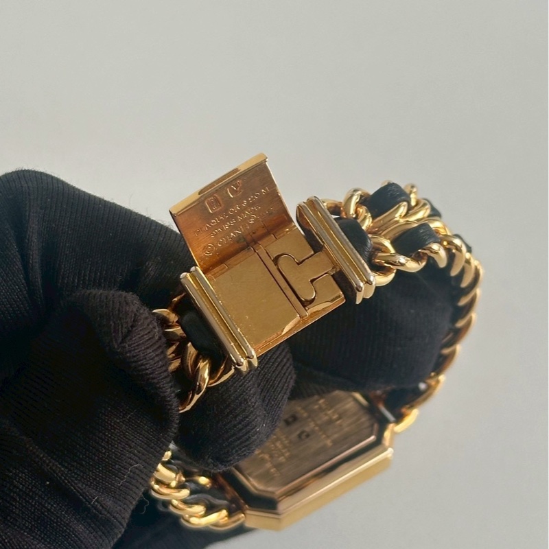 98新🖤 Vintage款 Chanel 香奈兒 黑金方糖首映錶-9