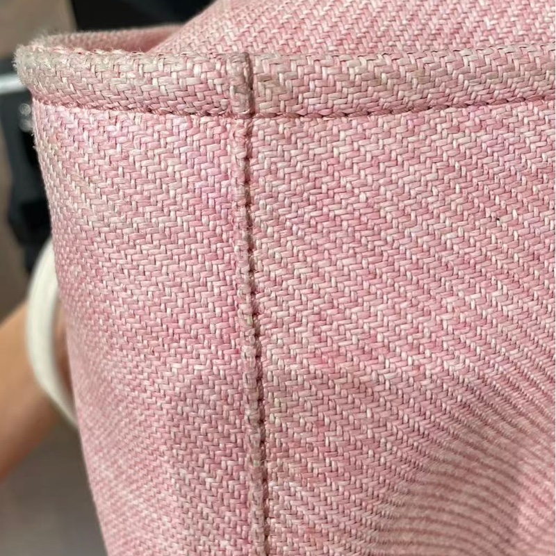Chanel 粉色拼白 大號 沙灘包 18開 尺寸:38*19*30-4