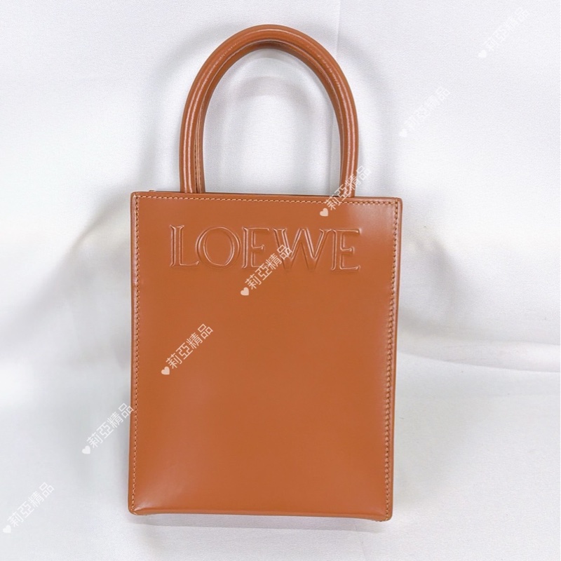莉亞精品♡Loewe 棕色皮革琴譜包 二手-4