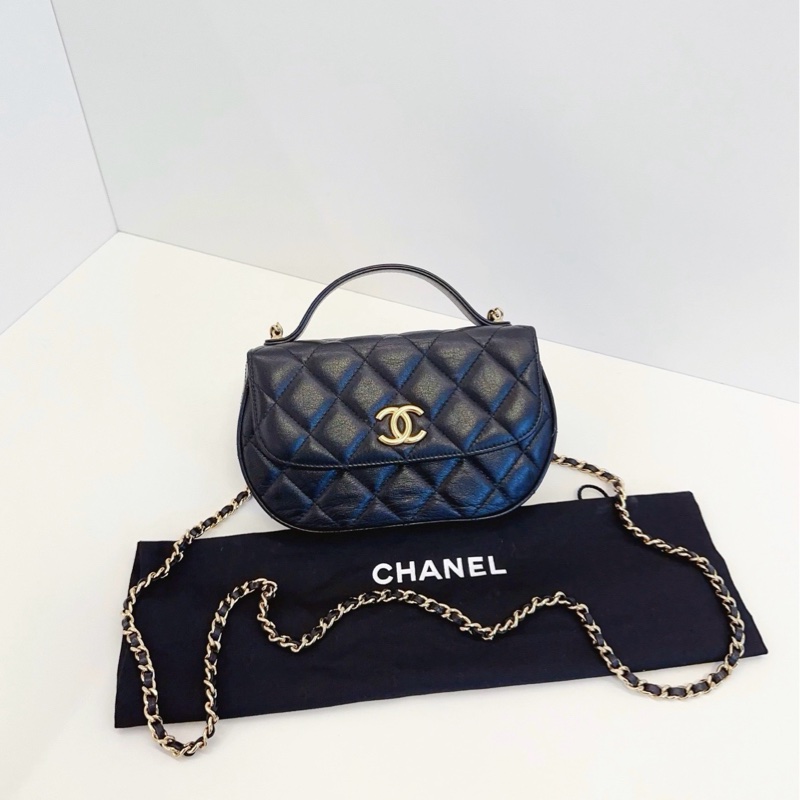 💎Chanel香奈兒|23A黑金半月馬鞍包|芯片款98新-1