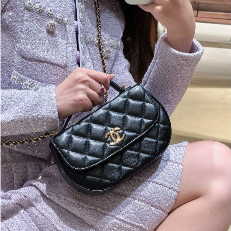 💎Chanel香奈兒|23A黑金半月馬鞍包|芯片款98新-4