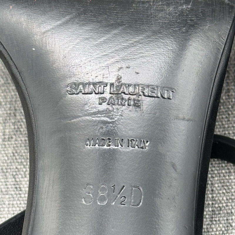 SAINT LAURENT YSL聖羅蘭 CASSANDRA 小貓跟方頭 一字帶涼鞋 38.5碼 。-5
