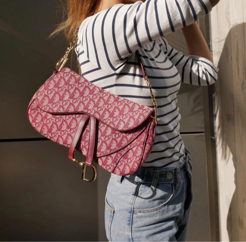 🍷Vintage Christian Dior Saddle bag 迪奧 酒紅金釦馬鞍包 稀有雙馬鞍-4