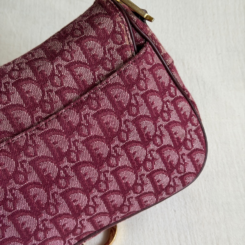 🍷Vintage Christian Dior Saddle bag 迪奧 酒紅金釦馬鞍包 稀有雙馬鞍-24
